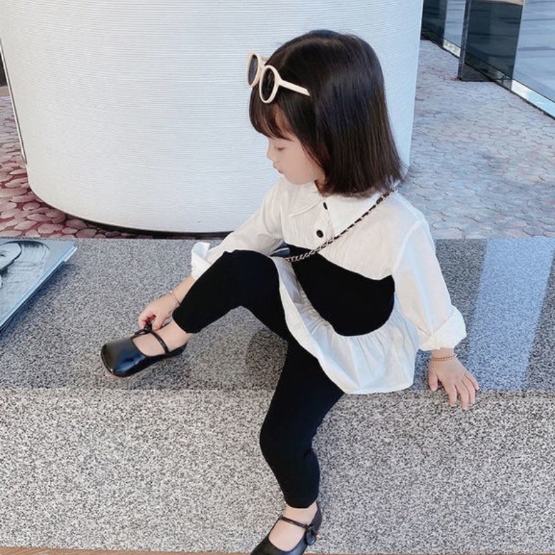 Bayi - 4 Tahun | Tzuyu - Kemeja Anak Perempuan Korean Style - Atasan Anak Perempuan - Blouse Anak Perempuan Kualitas Import ZR Vedia Putih Hitam Slim fit