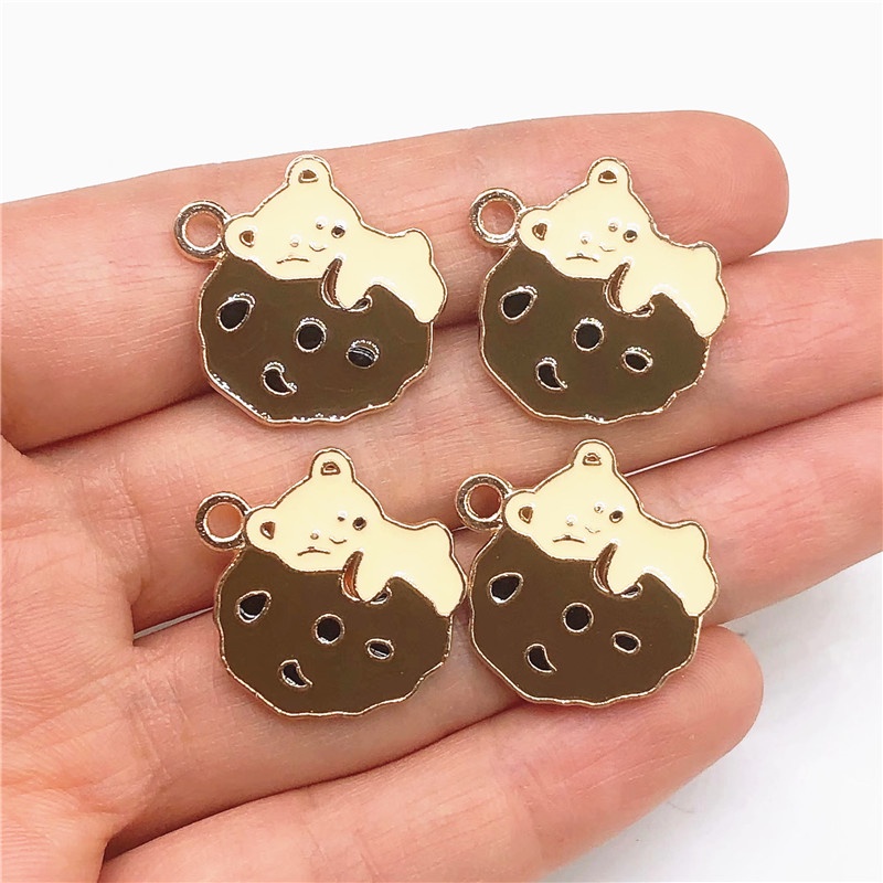 4pcs Liontin Enamel Charms Bahan Alloy Untuk Gelang Anting