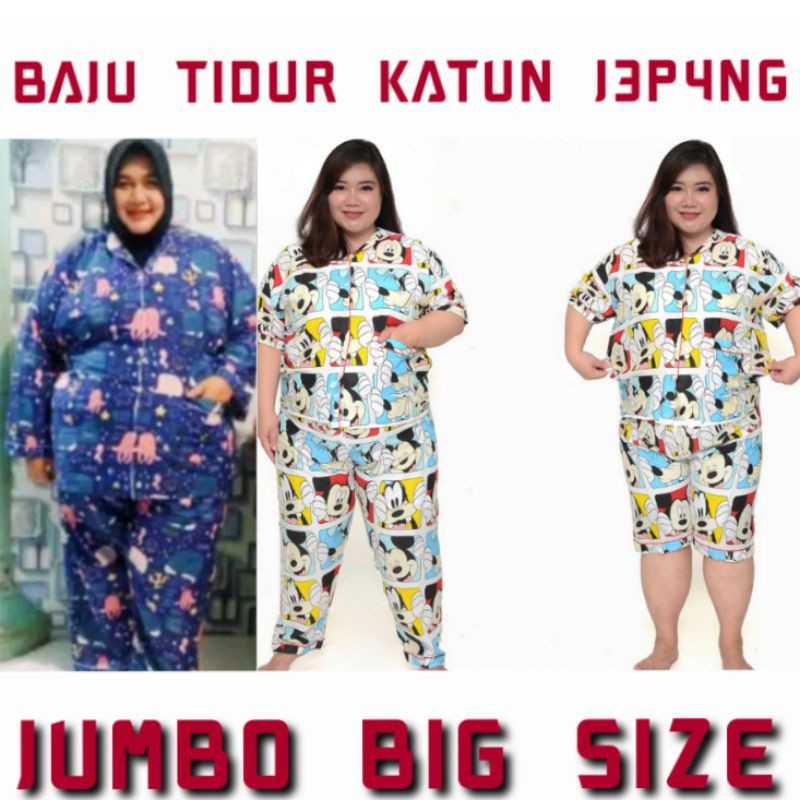 baju tidur jumbo LD 130 wanita dewasa setelan piyama karakter motif cewek perempuan big size