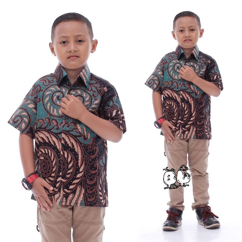 coupel batik ayah dan anak motif user ijo