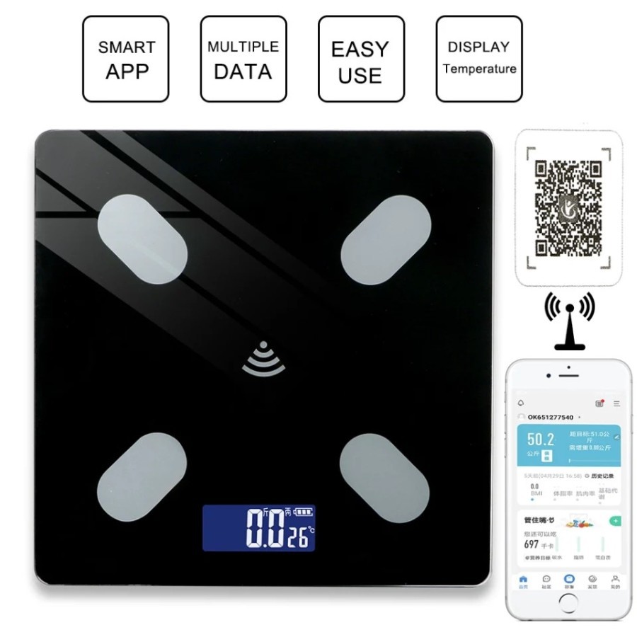 NA  - Timbangan Badan Bluetooth App Bluetooth Smart Scale