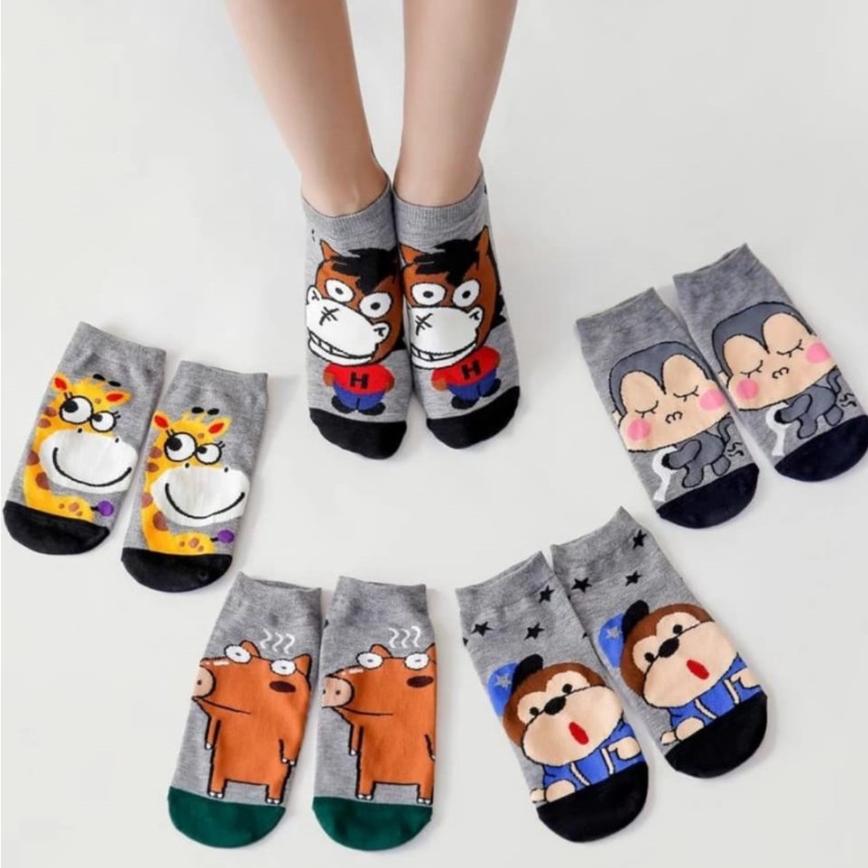 Ezpata Kaos Kaki Wanita Remaja Import Ala Korea Lucu Karakter Motif Hewan Random Terbaru Kekinian