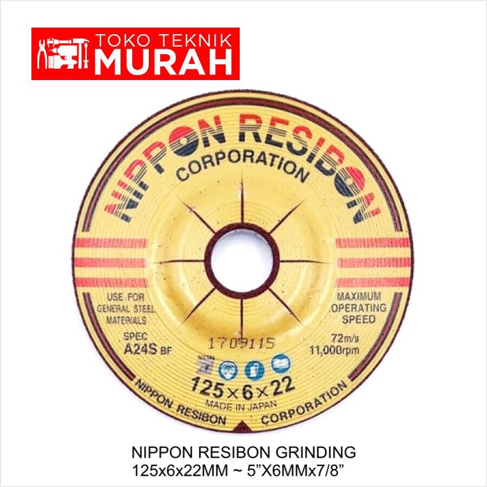 Nippon Resibon Batu Gerinda 5 Inch Poles Slep Gurinda 5” x 6mm A24S 10pcs