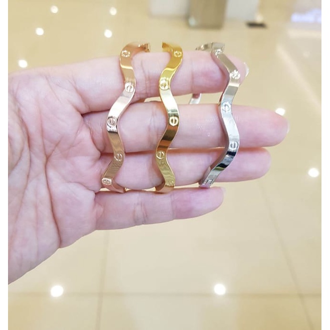 GELANG TITANIUM GELOMBANG ZIGZAG ASLI BAHAN TITANIUM ( SATUAN )