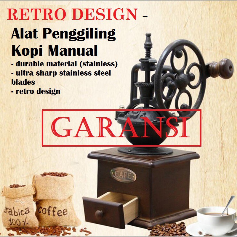 Alat Penggiling Kopi Manual Coffee Grinder Retro Design / Grinder Kopi Manual Antik Retro Vintage