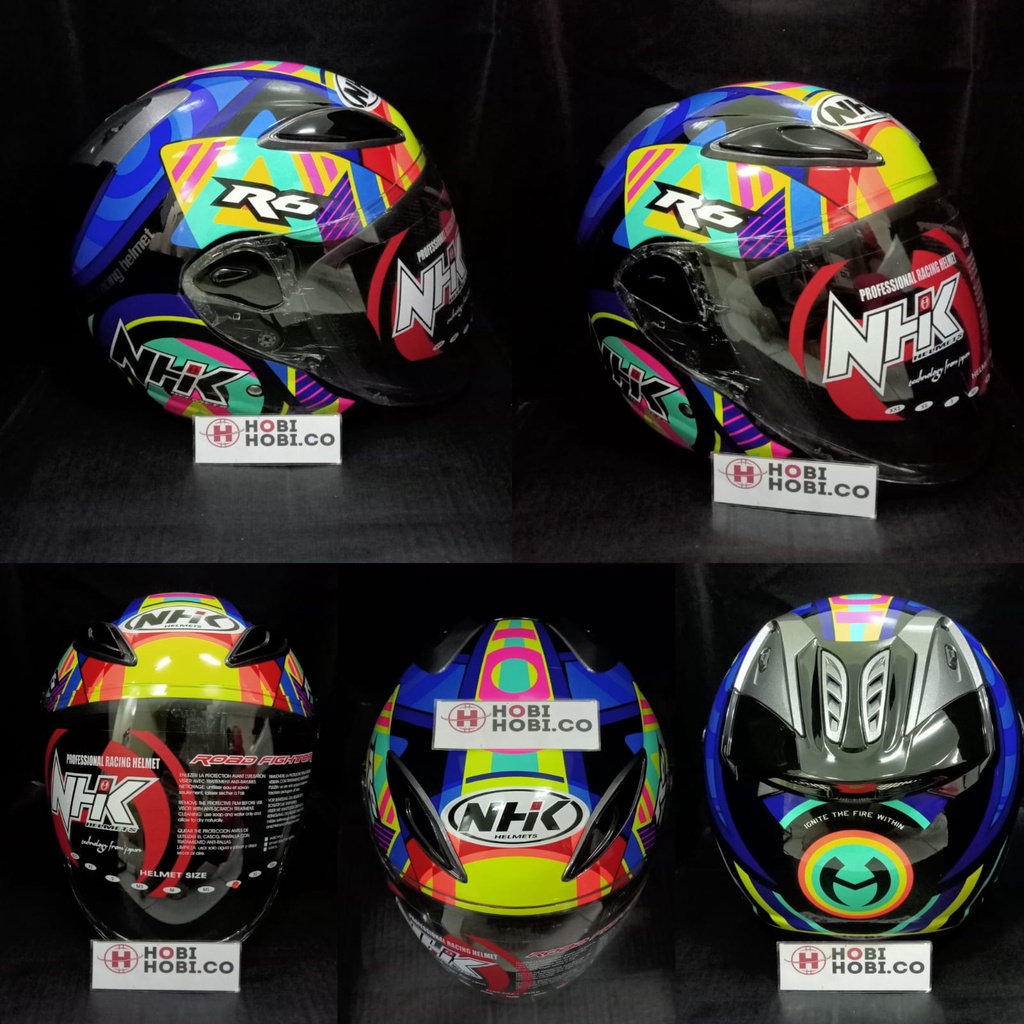 HELM HALF FACE NHK R6 R-6 MOTIF PIGMENT BLACK