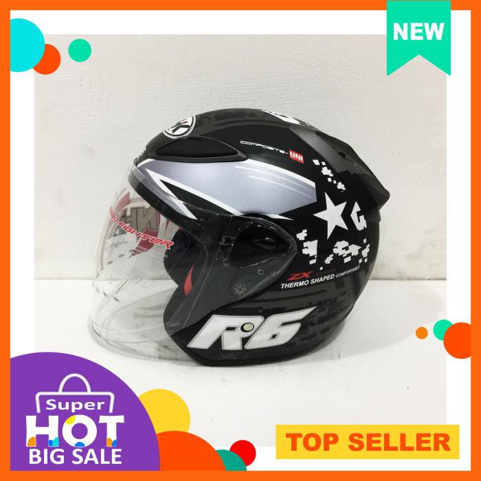 Helm Nhk R6 Motif Pixel Black Silver Doff Hitam Silver Perak Dop