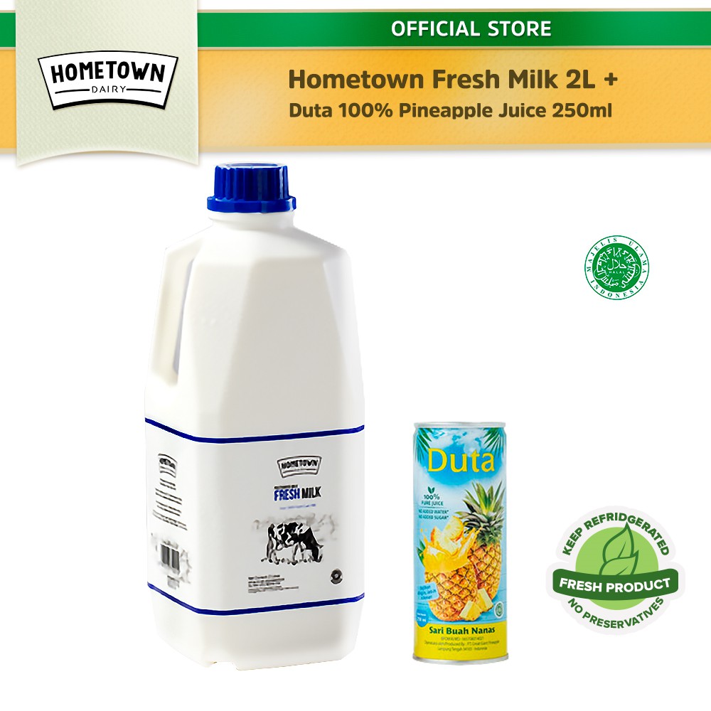 

Hometown Fresh Milk Susu Segar 2L + Duta 100% Pineapple Juice 250ml