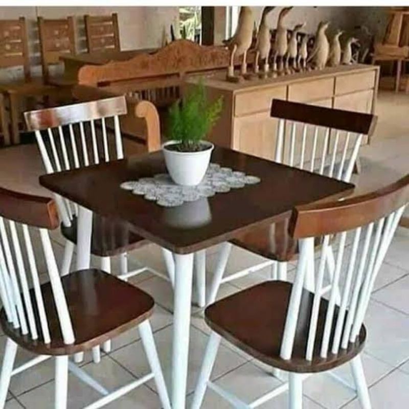 DINING TABLE SET MEJA MAKAN MINIMALIS 4  KURSI MAKAN WARNA  