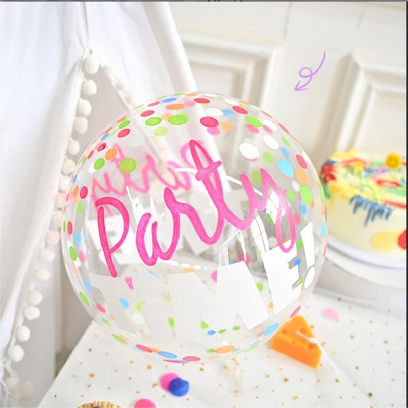 Bobo Ball / Balon Transparan Motif Print Hati / Bulat Bahan Pvc Ukuran 20 Inci Bobo