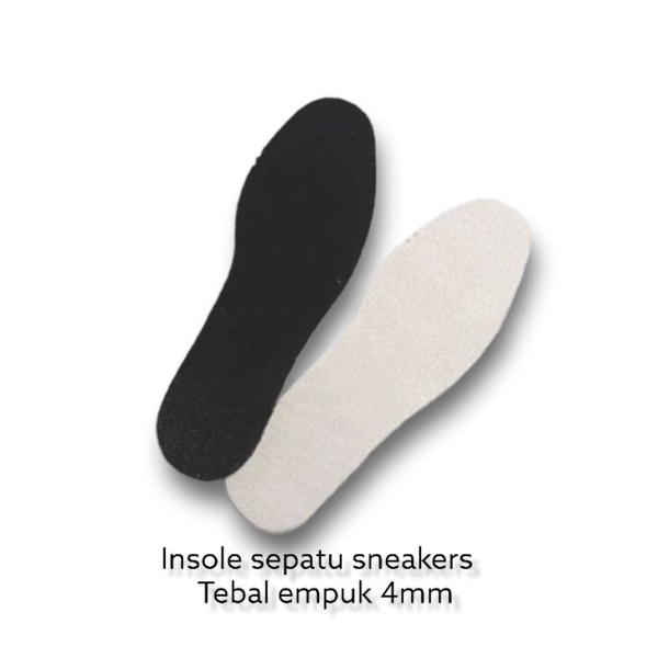 Insole sepatu sneakers sport hitam putih 4 mm