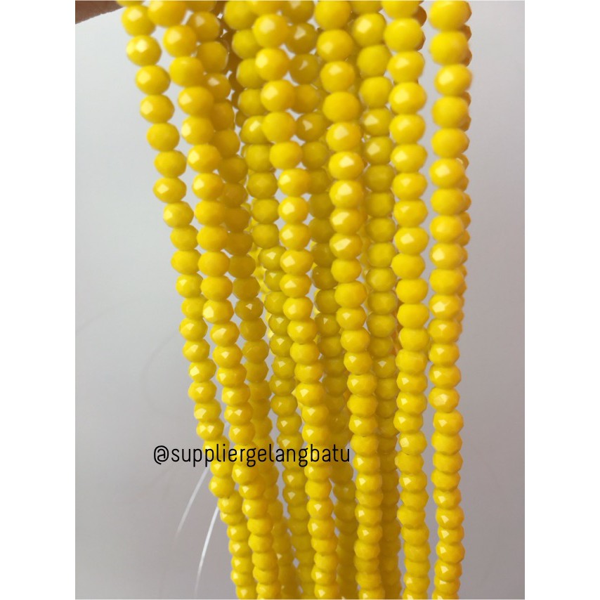 Crystal Ceko Doft 4mm kuning bahan aksesoris beads manik donat rondel kristal perhiasan wanita cewek