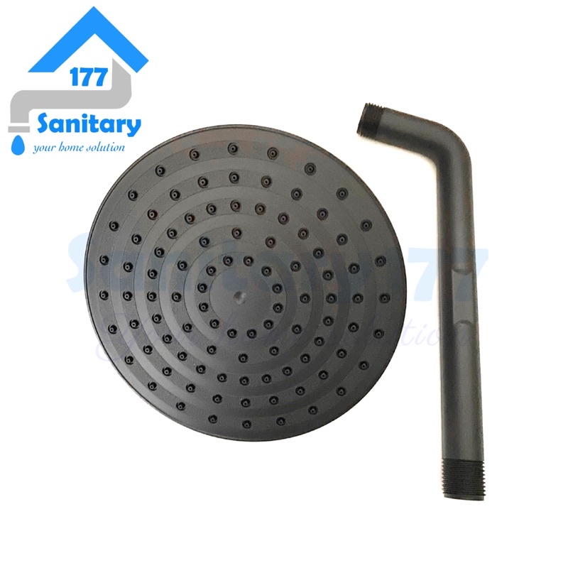 Shower Tembok 6 inch Hitam F02- Wall shower Mandi Black tanam 6inch semprotan bathroom tanpa selang fio /B17A