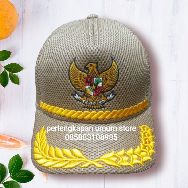 TOPI JARING PNS TOPI JARING GARUDA WARNA KHAKI WARNA COKLAT