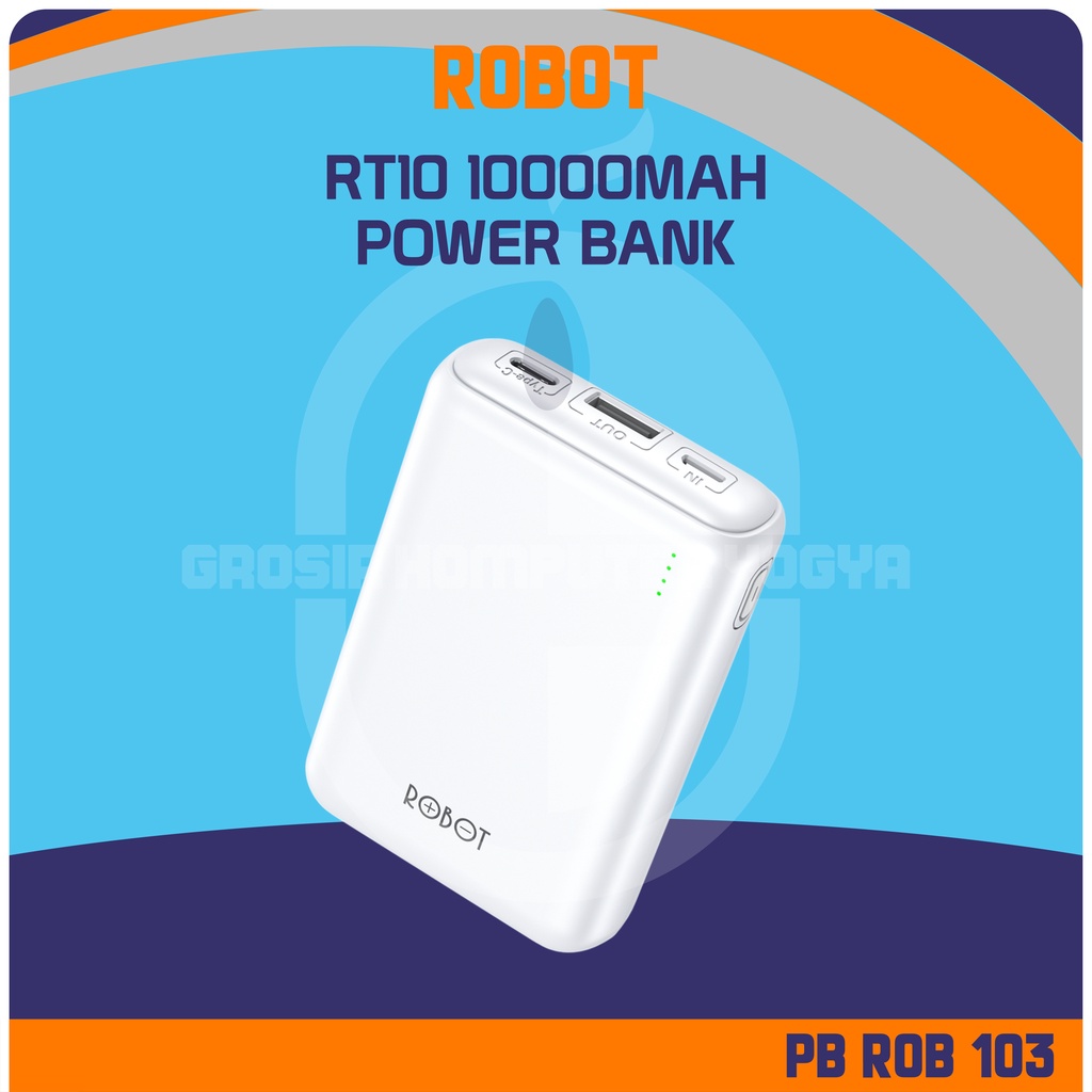 Robot RT10 10000mAh 37Wh Fast Charging Dual Input Type-C Micro USB Power Bank Powerbank