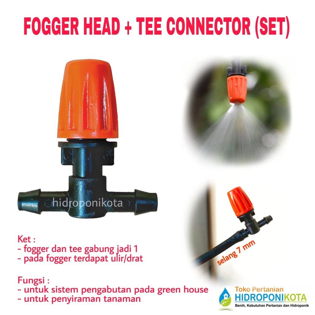 fogger head orange with tee connector - alat pengkabutan - set