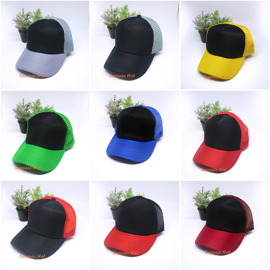 Topi Jaring / Trucker Polos Kombinasi  warna