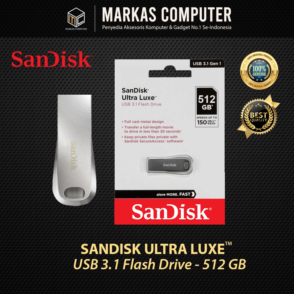 Flashdisk SanDisk Ultra Luxe 512GB Original - SanDisk Ultra Luxe USB Flashdisk USB 3.1 512GB