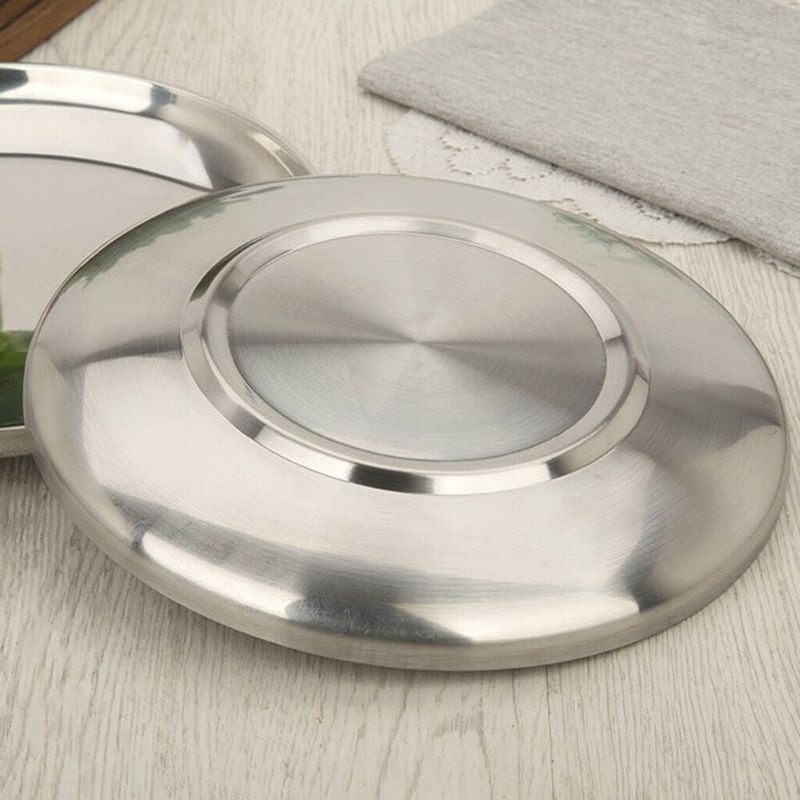 OUCHEKIT Piring Makan Nampan Baki European Style Stainless Steel - Silver