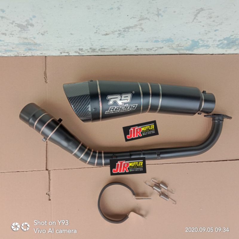 Knalpot racing R9 H2 black NMAX AEROX LEXI XMAX PCX ADV 150 160 VARIO BEAT