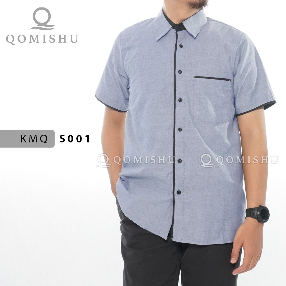 Kemeja Kasual Pria Slim Fit Simpel Modern KMQ QOMISHU