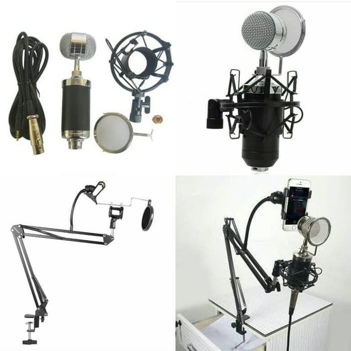 BM-8000 + Stand + holder mic, holder mic + pop filter