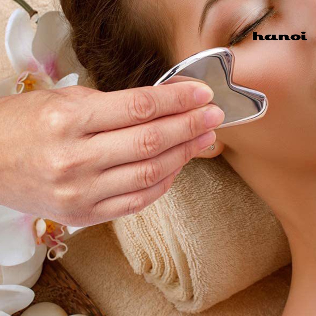 HQTM_Guasha Scraper Heart Shape Wrinkle Removing Skin-Friendly Stainless Steel Skin Massage Relax Guasha Board for Home