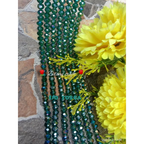 Kristal ceko 8mm gol.biasa-ijo toska