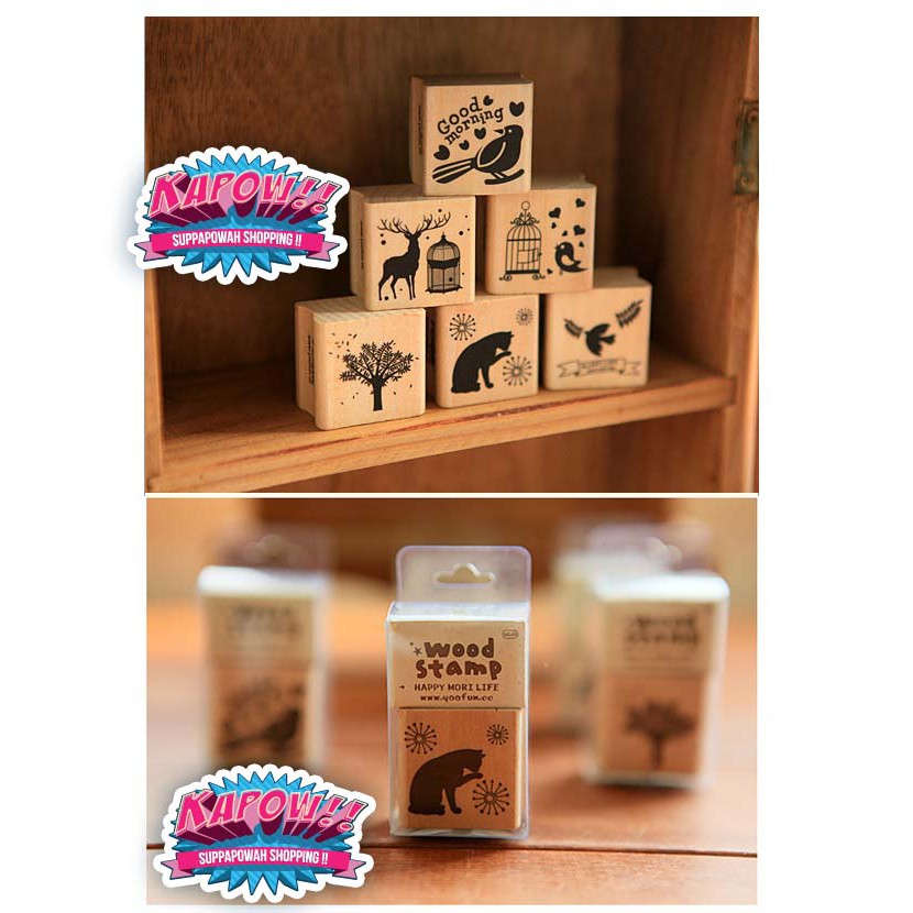 

WOOD SQUARE STAMP - STEMPEL KAYU KOTAK MOTIF SCRAPBOOK