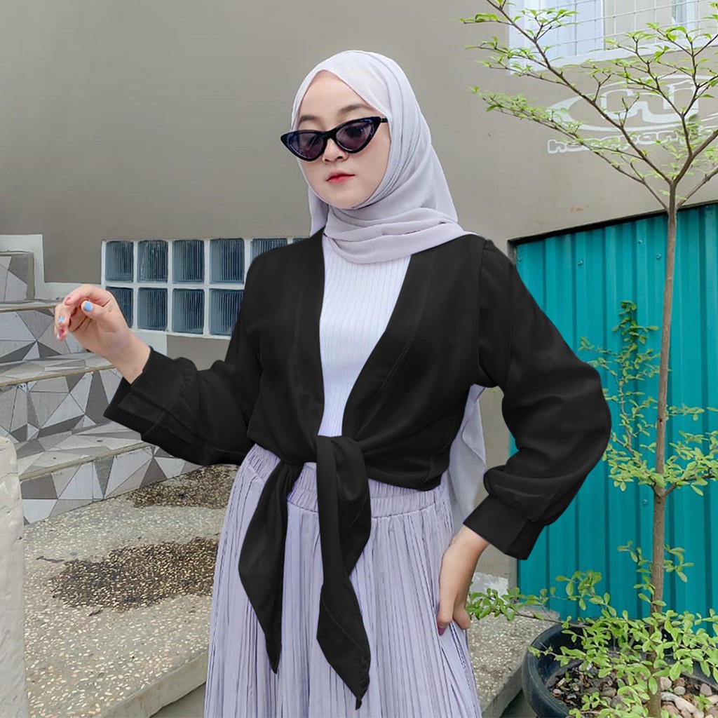 Vallina Outfit - Outerwear Muslimah Wanita / Ribon Outer Cardigan-2
