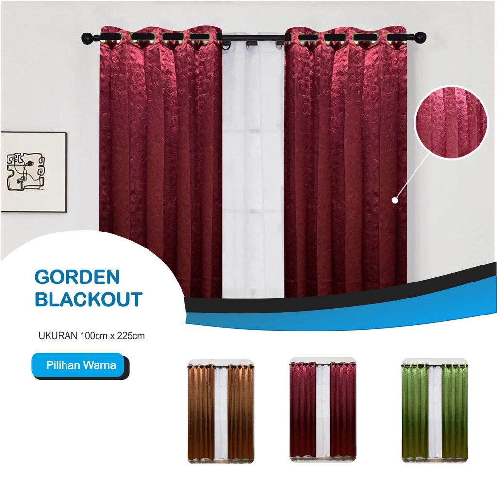 Gorden Blackout Polos Emboss Minimalis Tebal dan Mewah / Gordeng Hordeng Korden Tirai 100% Blackout