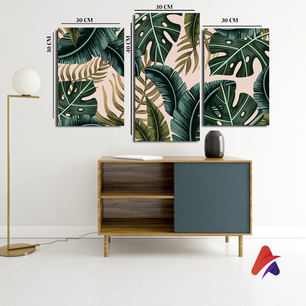 HIASAN DINDING SET TROPICAL KAMAR DEKORASI RUMAH WALL DECOR PAJANGAN DINDING KAYU SATU SET TROPICAL LEAF