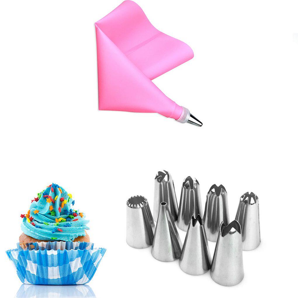 (house2020) 8 / 16pcs / Set Kantong Piping Bag Silikon Reusable Untuk Dekorasi Kue / Pastry DIY