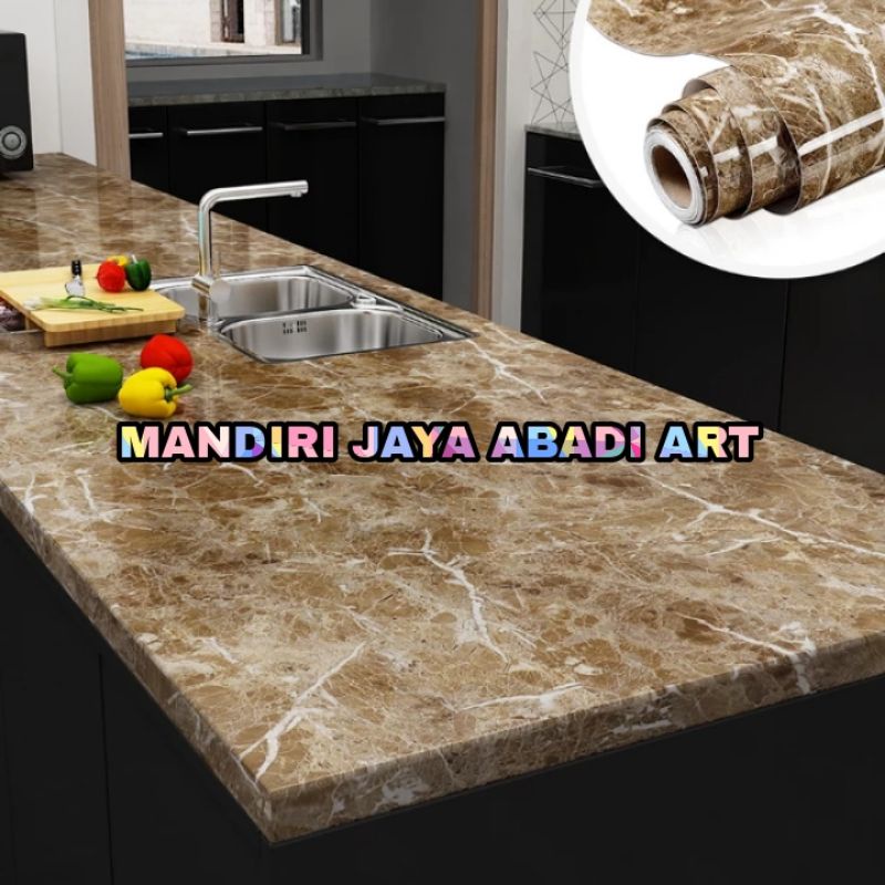 stiker marmer marble glossy Tebal meja kayu kaca lemari Anti air minyak dan panas