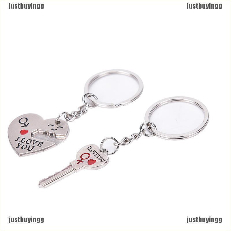 JB✪ 1 Pair I LOVE YOU Letter Keychain Heart Key Ring Souvenirs Valentine's Day Gift