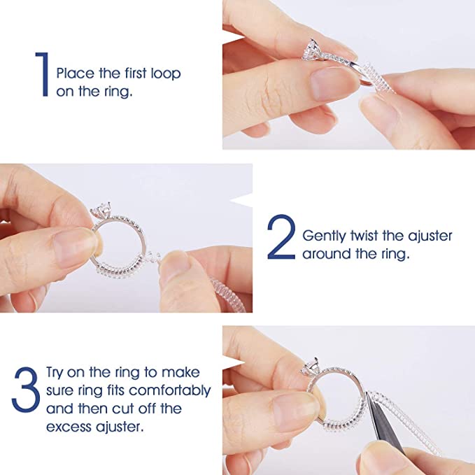 Ring Size Adjuster Fit for Loose Rings Clear Spiral Silicone Tightener Tools