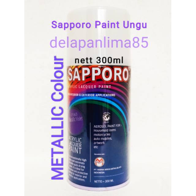 Sapporo Paint Metalic Violet 7143/Ungu Metalik/cat semprot/pylox/pylok/pilok/aerosol/helm/motor