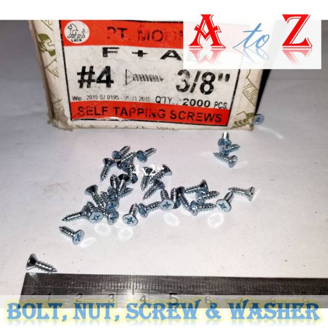 Skrup cacing 4 x3/8 in/screw putih 4 x 3/8"/sekrup tapping FH(+) 4 x 3/8 inch