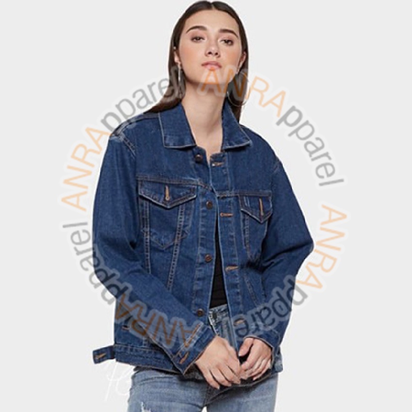 JAKET JEANS DENIM BASIC OVERSIZE WANITA - BioBlitz/BioWash/BiruDongker/Hitam