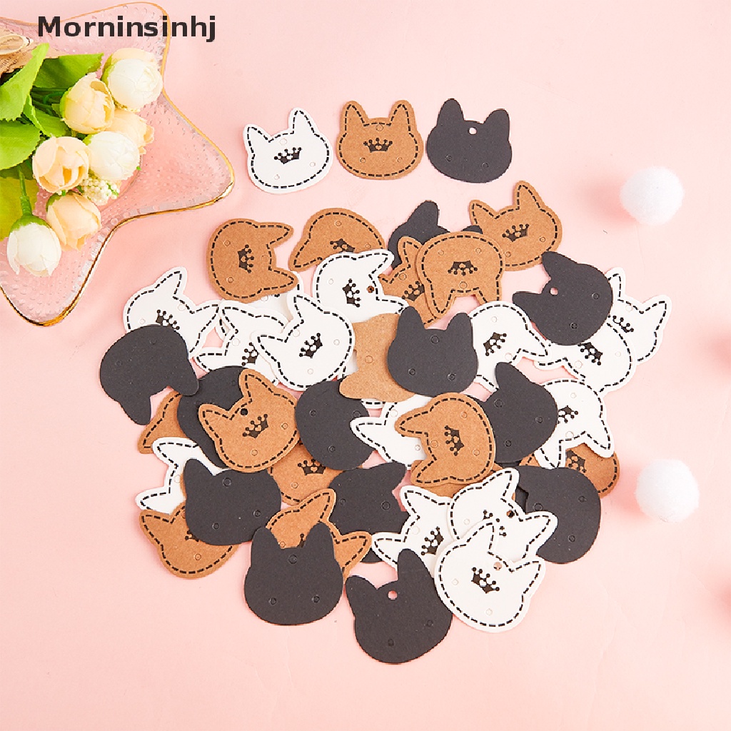 Mornin 100pcs Kartu Kucing Retro Display Perhiasan Karton Tag Harga Anting Kalung id