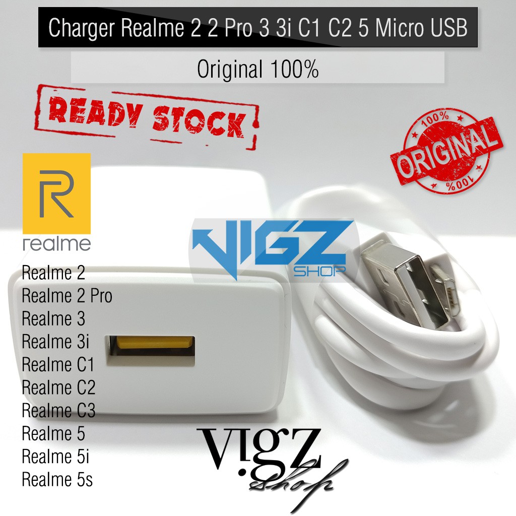 Charger Realme 2 2 Pro 3 3i C1 C2 C3 5 5i 5S Micro USB Original 100%