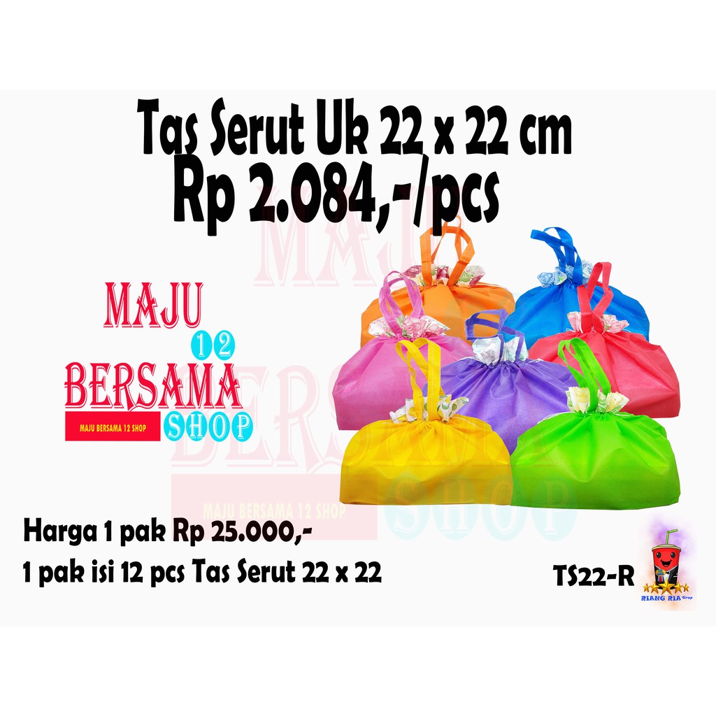 TAS SERUT KAIN UK 22 CM UNTUK DUS MAKANAN / SOUVERNIR ULANG TAHUN @ 12PCS