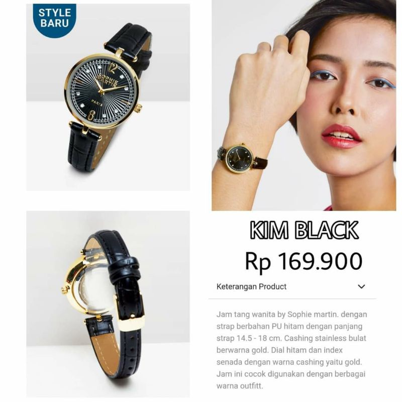 (BISA COD) JAM TANGAN WANITA  KIM BLACK SOPHIE PARIS MARTIN