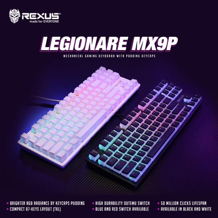 Keyboard Rexus MX9P Pudding / MX9P TKL Pudding Keycaps Mecha - Gaming