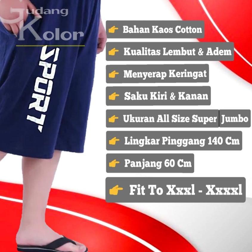 ✻ Celana Pria Celana Pendek Pria Cowok Dewasa BIG SIZE SUPER JUMBO Sprt XXXL- XXXXL Motif Polos Sepa