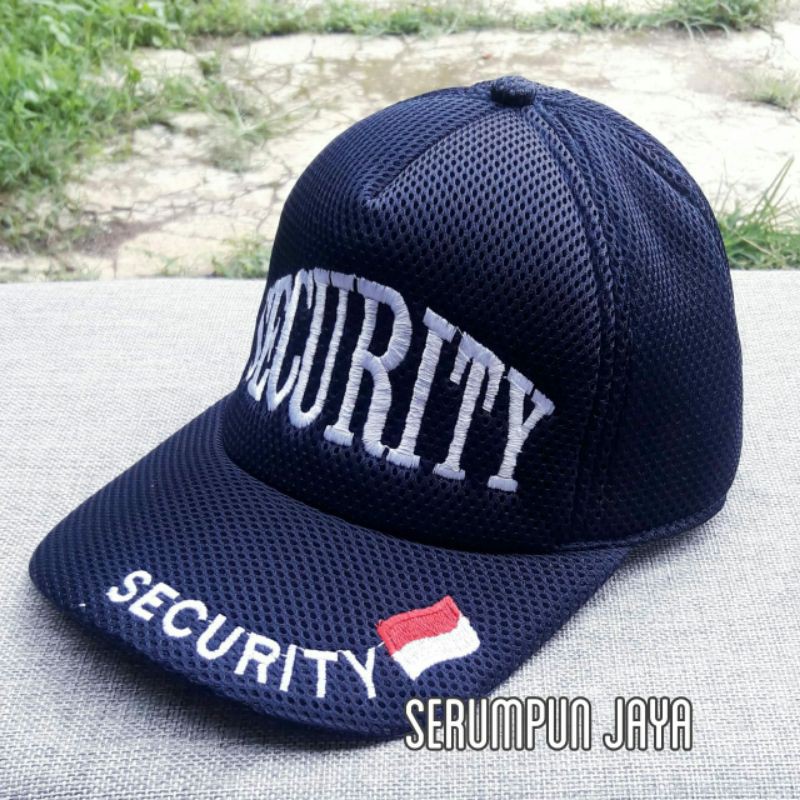 TOPI SECURITY NAVY - TOPI LOGO TULISAN SECURITY NAVY JARING DOUBLE MESH