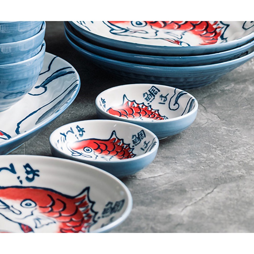 Piring Saus Keramik Motif Jepang Piring Sambal/Saus Ukuran 9.6cm