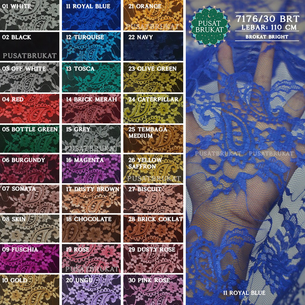 KAIN BRUKAT KEBAYA / BAHAN BROKAT BRIGHT ORI ARIA - LP 7176/30 BRT - LEBAR 110 CM [harga per 0.5m]