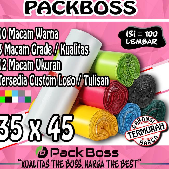 

♖ POLYMAILER PACKBOSS 35X45 ISI ±100 *KUALITAS BOSS * HARGA * - HITAM NON PREM ℮