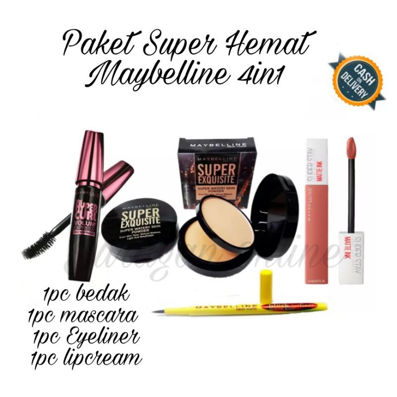 Paket MakeUp Maybelline 4 In 1 / Paket Super Hemat Maybelline 4in1